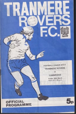 Tranmere Rovers v Cambridge United Match Programme 1976-03-26